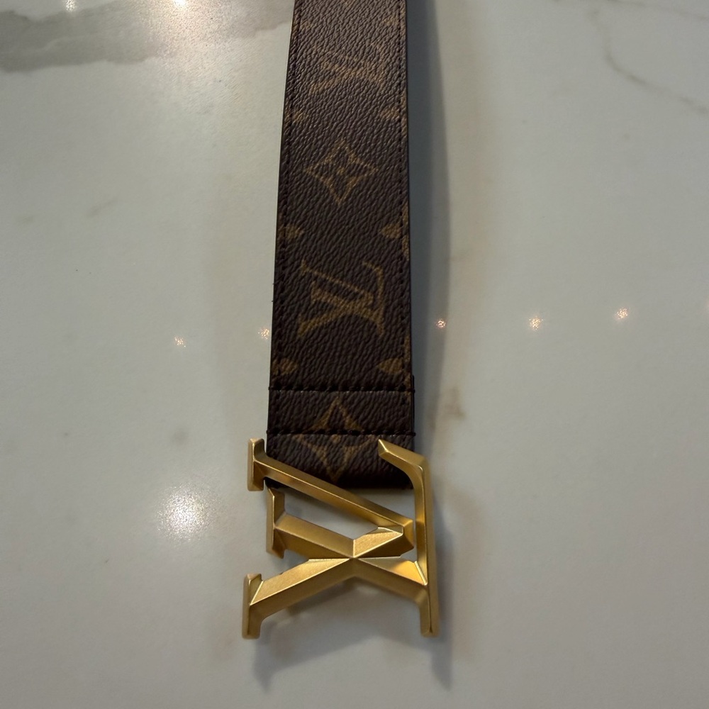 Louis Vuitton Monogram Belt with Gold Buckle